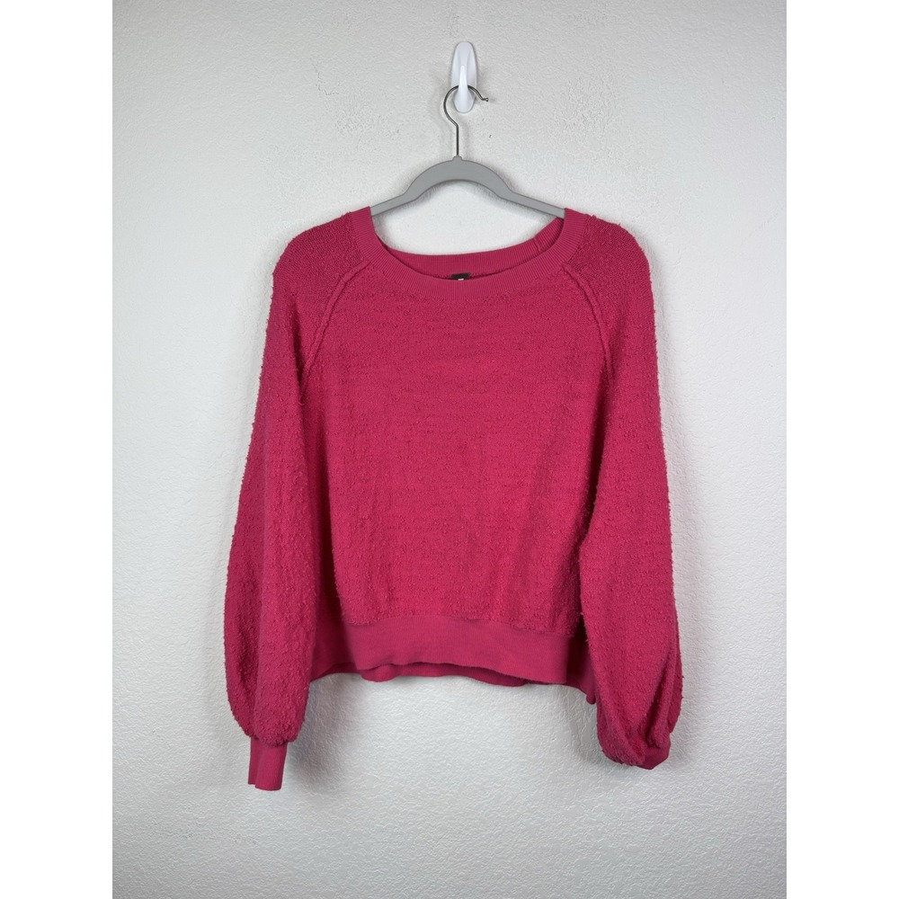 FREE PEOPLE Found My Friend Sweater Boucle Knit Rock Candy Pink Women's S Barbie - Picture 3 of 8